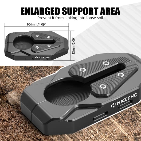 Kickstand Side Stand Extension Pad, Øget Stabilitet, Holdbart Aluminium,sort