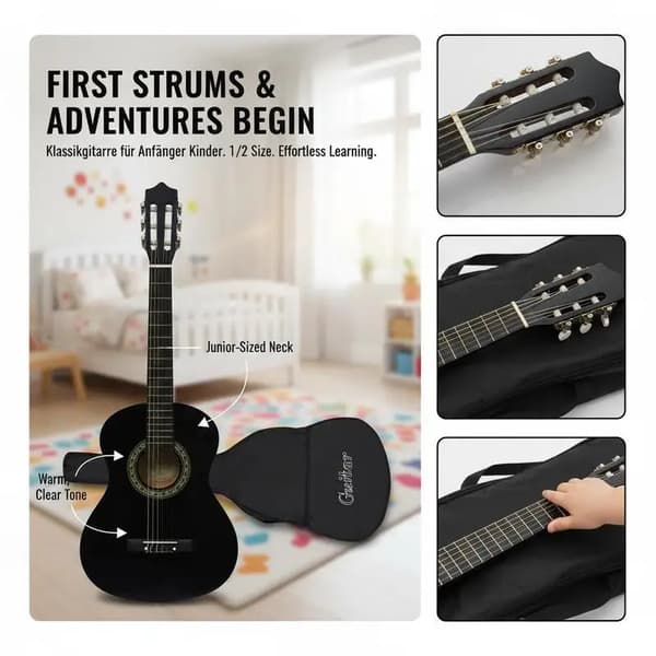 Guitar, Begyndervenlig, Inkluderer Gig Bag,Sort
