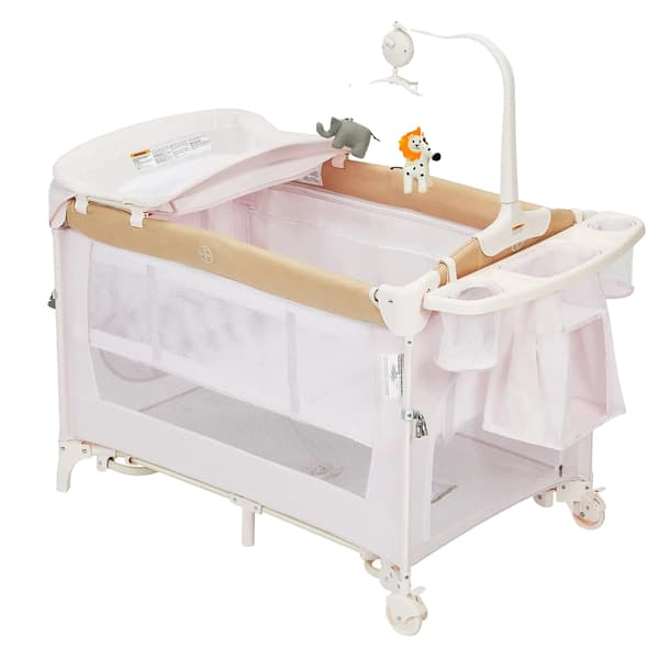 Babyseng, Multifunktionel Legeflade, Praktisk Opbevaring,Khaki