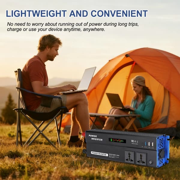Strømconverter, 3 USB-porte, kompakt design,4000W