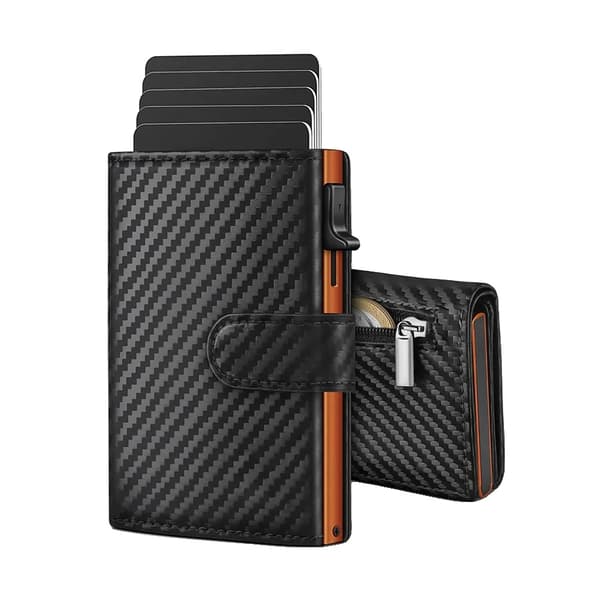 Plånbok, RFID-skydd, Modernt design,Kolfiber Orange