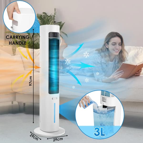Tårnventilator, Aroma Diffuser, Fjernbetjening,Grå