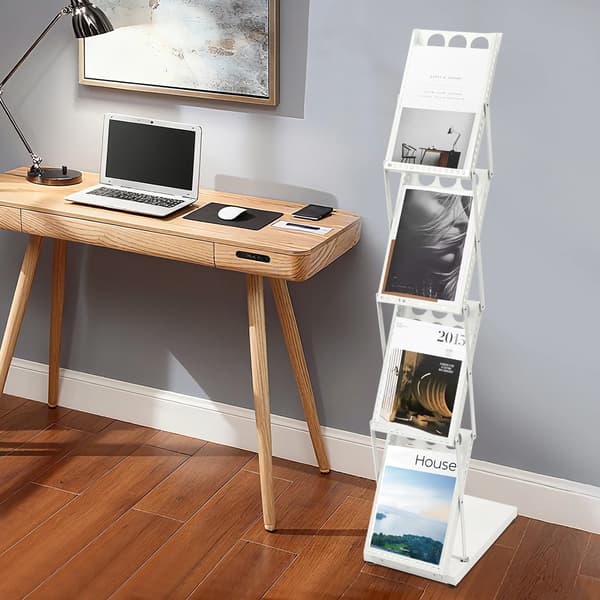 Magasinholder, Foldbar, Lagdelt Design,Hvid