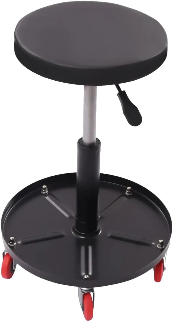 Værkstedsstol, 360° Rotation, Justerbar Højde,sort