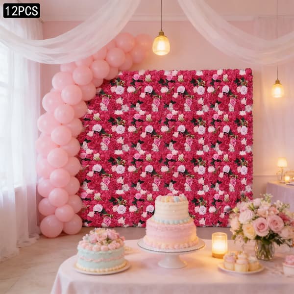 Konstgjorda Blomsterpaneler, 12 Stycken, Hållbart Silke och Plastmaterial,Rosafärg
