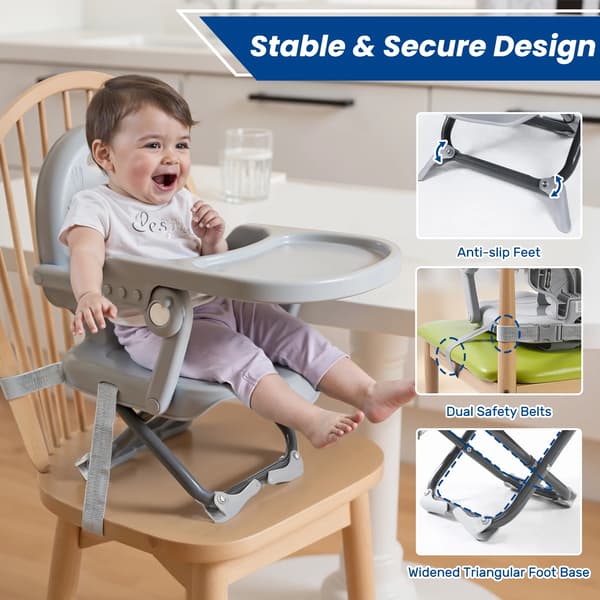 Babystol, bærbart design, let at rengøre bakke,GRÅ