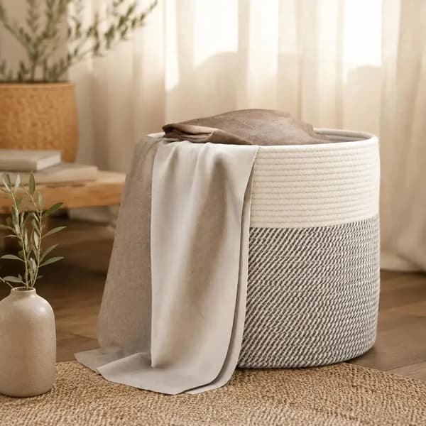 Förvaringskorg, Flätat Bomullsmaterial, Mångsidig Design,Flerfärgad