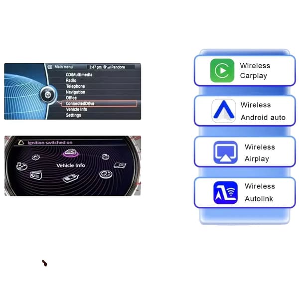 CarPlay-interface, trådløs teknologi, kompatibel med BMW CIC-system, forbedret navigation,Til CIC-system