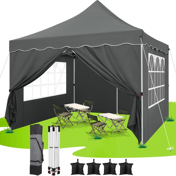 Foldbart Gazebo, UV Beskyttelse, Bærbart Design,Grå