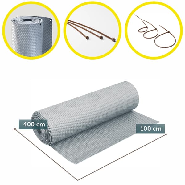 Balkonoverdækning, 1m x 4m, Technorattan, UV-resistent, Frostresistent, CE-certificeret