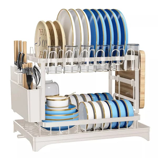 Diskställ, 2-nivådesign, inbyggt dräneringssystem,VIT
