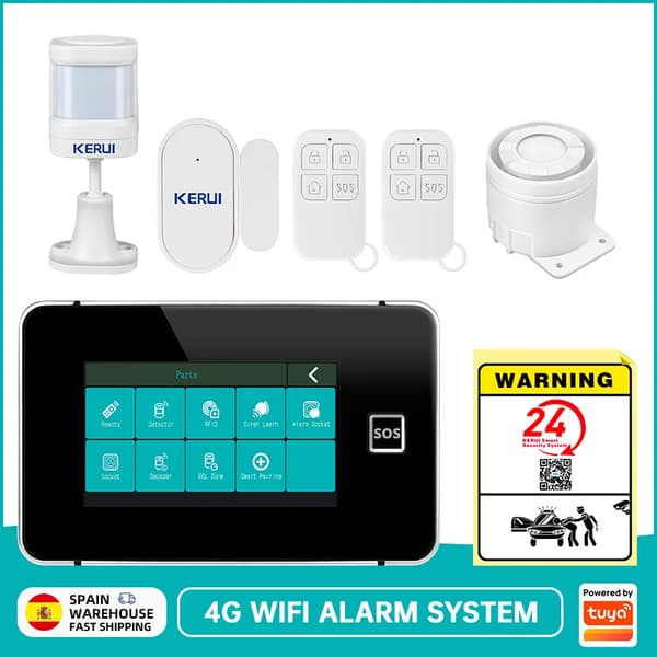 Alarm System, 4G og WIFI-forbindelse, Touch Screen Interface,4G Alarm 1, EU Stik