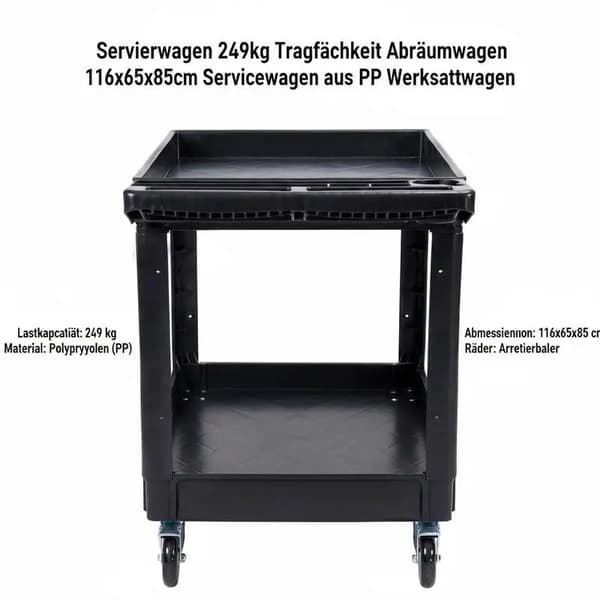 Serveringsvagn, Hög Lastkapacitet, Låsbara Hjul,Röd