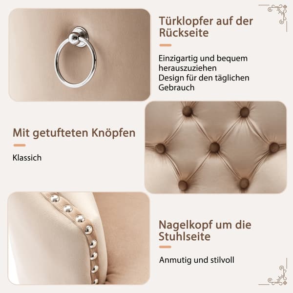Matstolar, Sammetstyg, Träben,Kaki