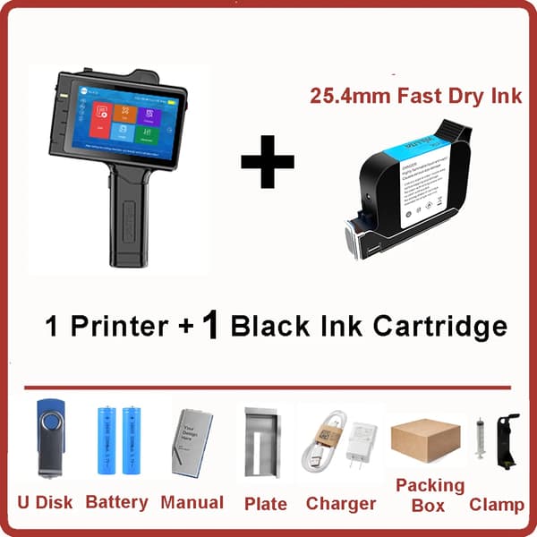 Håndholdt Inkjet Printer, Kompakt Design, Alsidig Indhold Printning,printer med 1 blæk
