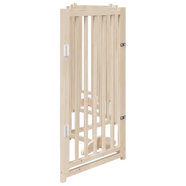 Hundegitter, Foldbart 6-panel design, Solid fyrretræ,Brun
