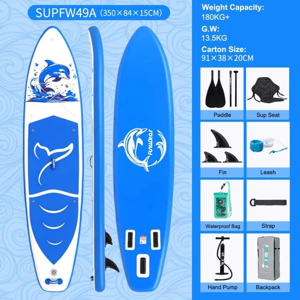 Oppustelig Stand Up Paddle Board, Holdbart PVC, Komplet Tilbehørssæt,SUPFW49A