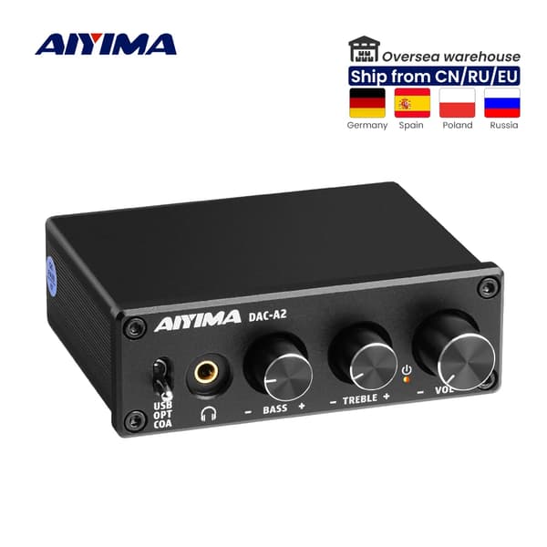 DAC-forstærker, 24-Bit/96KHz understøttelse, kompakt design,Sort DAC-A2
