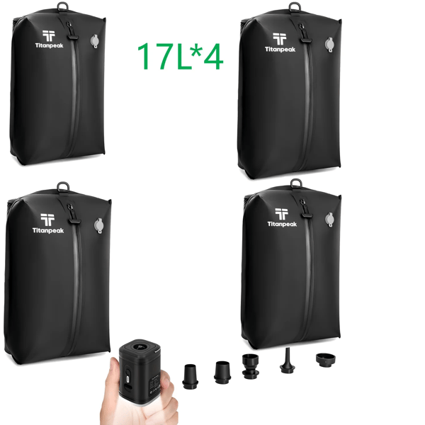 Kompressionsposer, Holdbart Materiale, Pladsbesparende Design,4bag1pumpTitanpeak