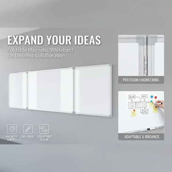 Whiteboard, Foldbart Design, Magnetisk Overflade,hær grøn
