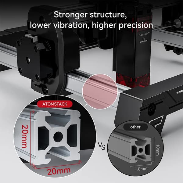 Lasergraver, 0,04 mm laserprik, 10000 mm/min hastighed,ATOMSTACK Swift Mini, EU
