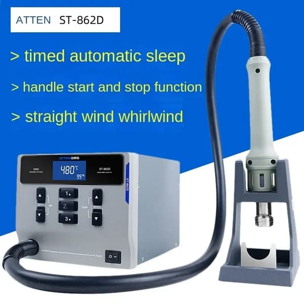 Loddestation med varm luftpistol, automatisk søvnmode, CE-certificeret,220V