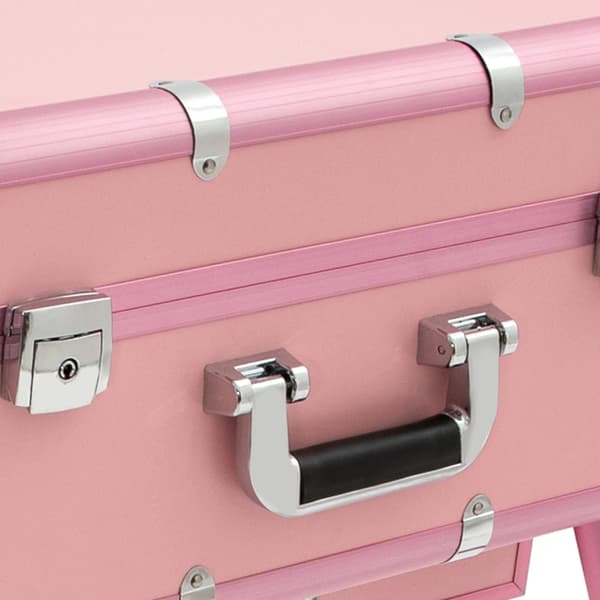 Makeup Train Case, Belyst Spejl, Bærbar Trolley Design,Pink