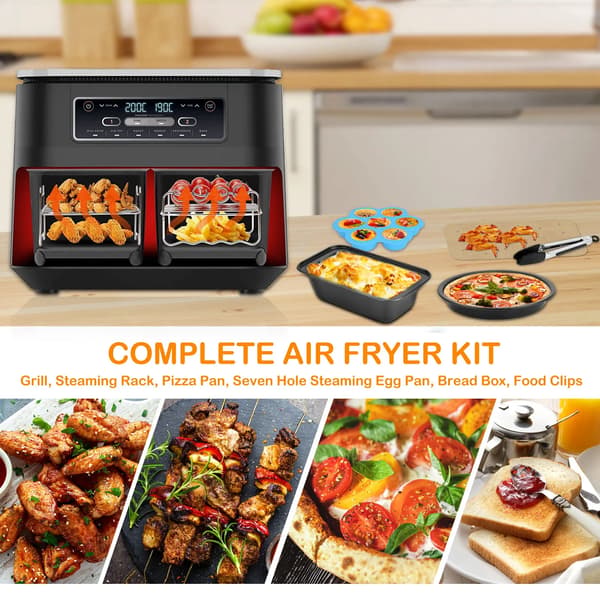Air Fryer Tilbehørssæt, Komplet Madlavningssæt, Holdbart Rustfrit Stål,sort