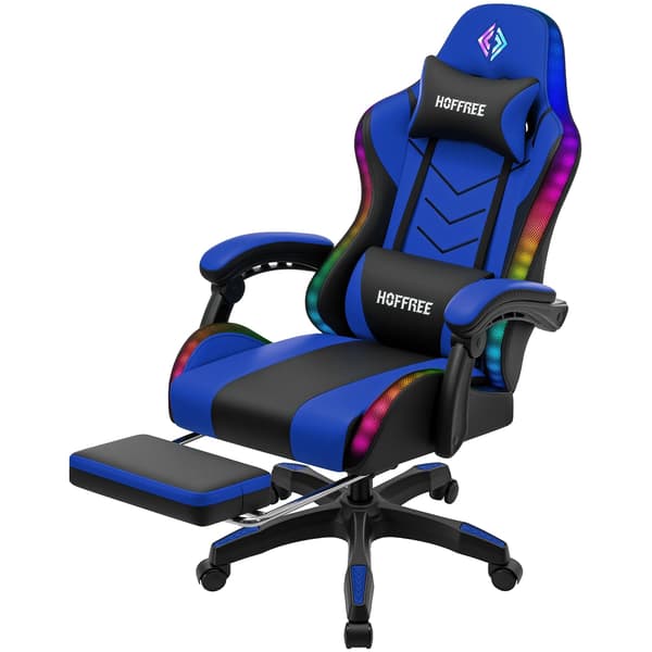 Spelstol, Ergonomisk Design, RGB LED-lampor,Blå