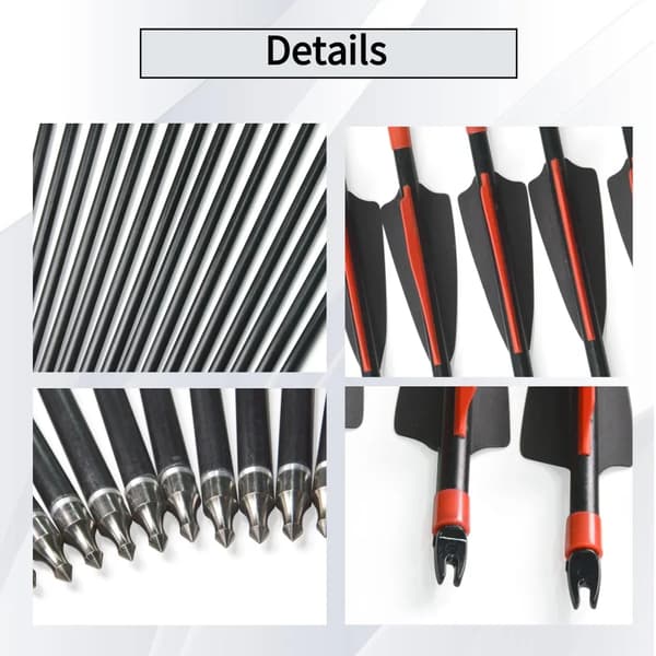 Bueskydning Pil, Carbon Materiale, 3-Tommer Fjer,12pcs