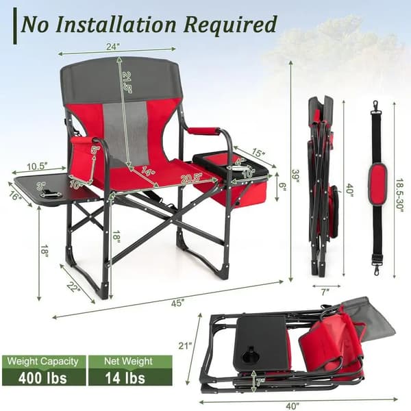 Campingstol, Integrerad Kylväska, Sidobord,FXCYL4RGPKE4N0
