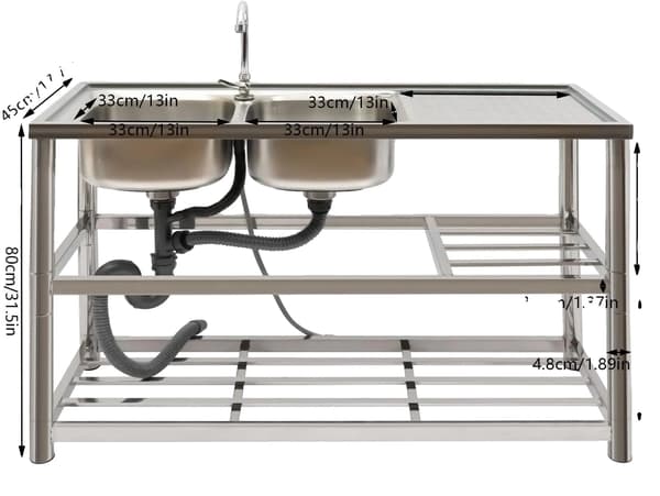Diskho, Rostfritt Stål Dubbelbäcken, Tungt Design,Silver