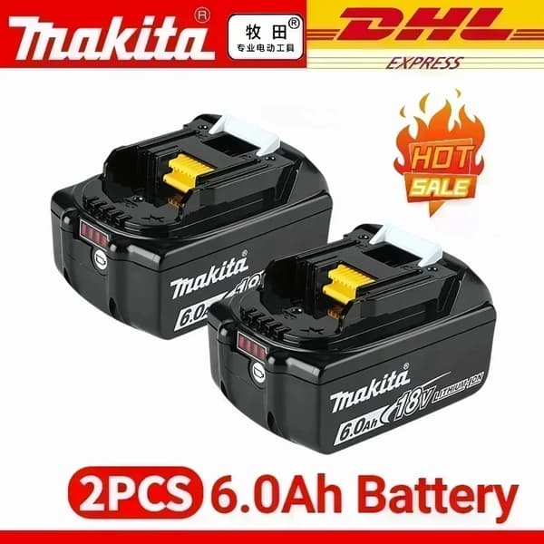 Batteri för elverktyg, hög kapacitet, säker drift, 2PCS 6.0Ah batterier
