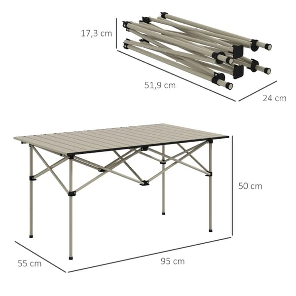 Campingbord, Lättviktsaluminium, Bärbar Design,khaki