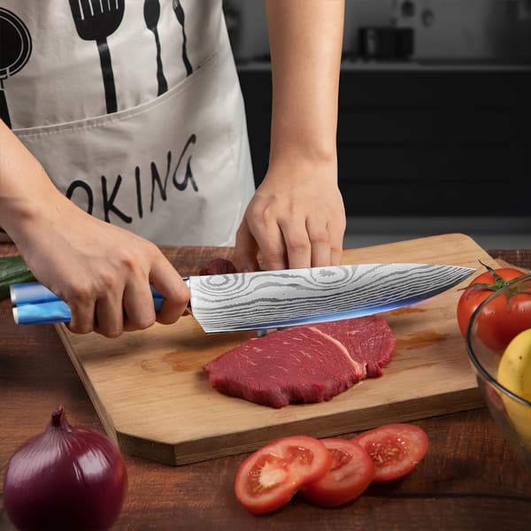 Køkkenkniv, Ergonomisk Design, Præcisionsskæring,Blå