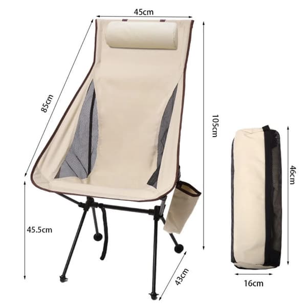 Campingstol, Lättviktig, Aluminiumlegeringram,VIT