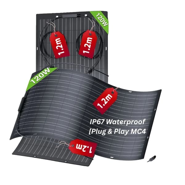 Solpanel Kit, Vandtæt ETFE Materiale, Høj Effektivitet Mono,120W * 2
