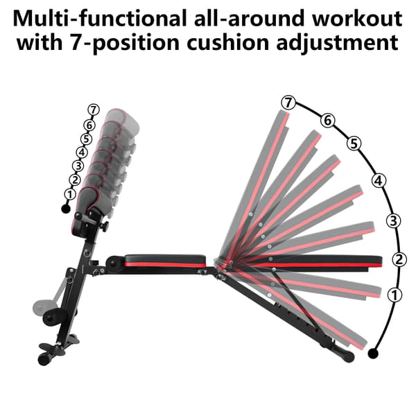 Justeringsbænk, Multifunktionelt Design, Ergonomisk Komfort,sort