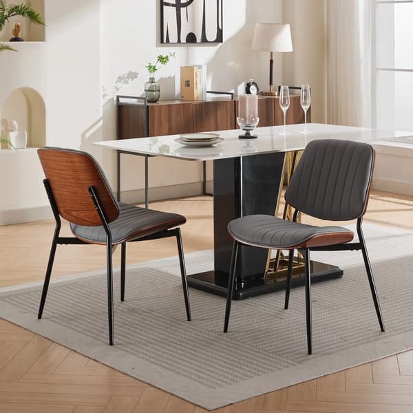 Matstolar, Mid-Century Modern Design, Hållbara Material,Grå - PU-läder - Skum