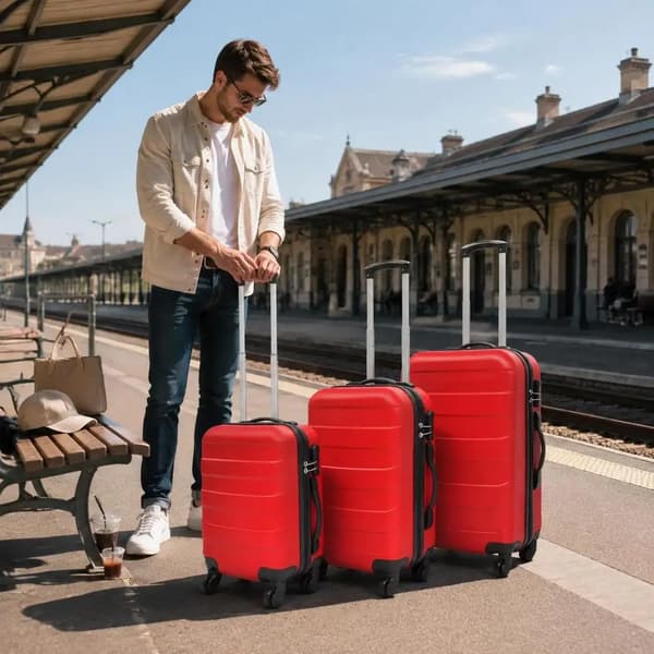 Kuffertsæt, Holdbart Materiale, Letvægtsdesign,Rød