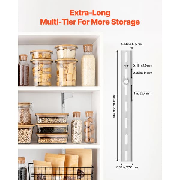 Hylla Pilaster Rails, Justerbar, Hållbar Design,10 PCS