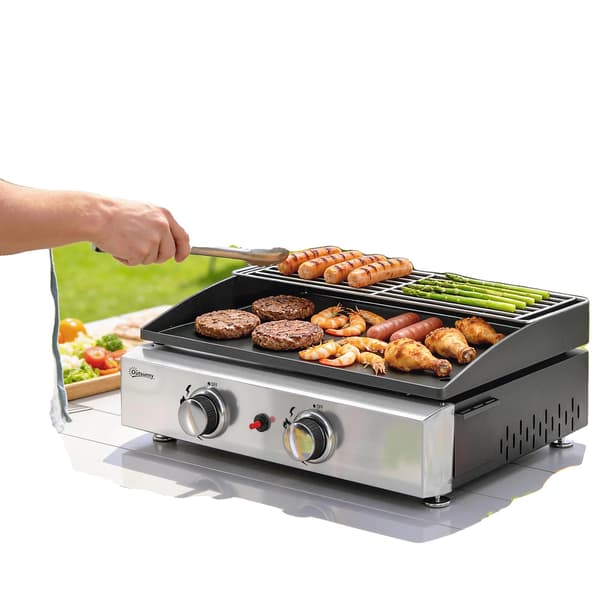 Gasgrill, 2 brændere, bærbart design,sort