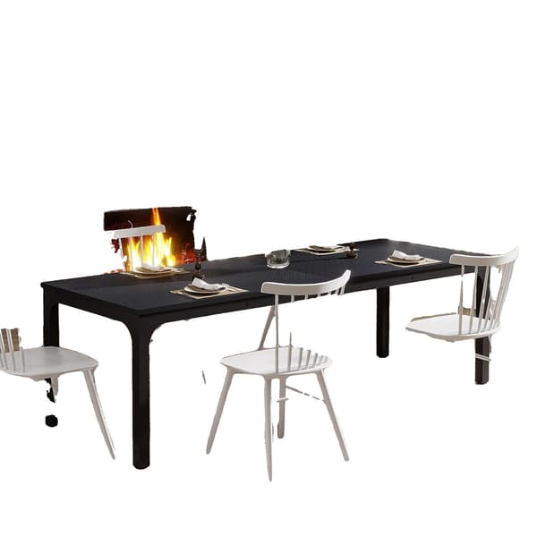Spisebord, Plads til 6-8 Personer, Rustik Industriel Stil,Sort