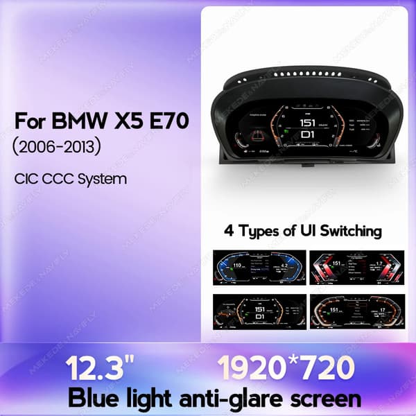 LCD Digital Dashboard, HD Skærm, Plug and Play Installation,X5 E70 CCC CIC