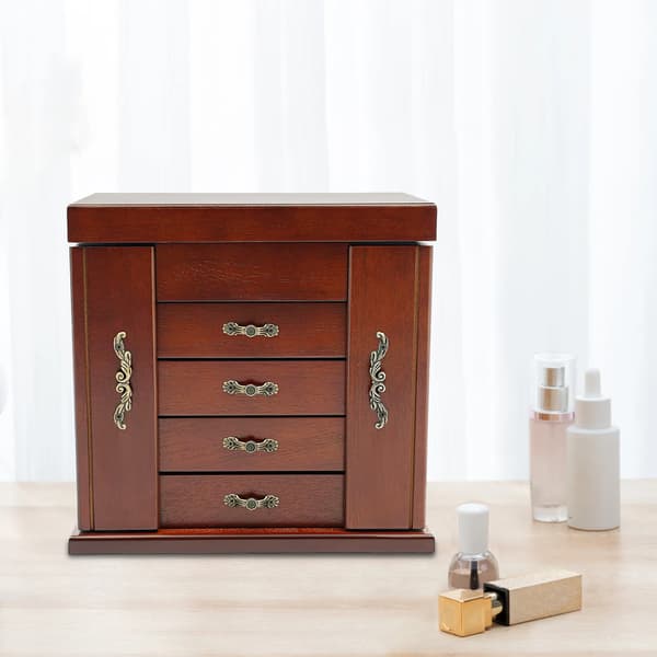 Smyckeslåda, 5 våningar, 4 lådor,Brun