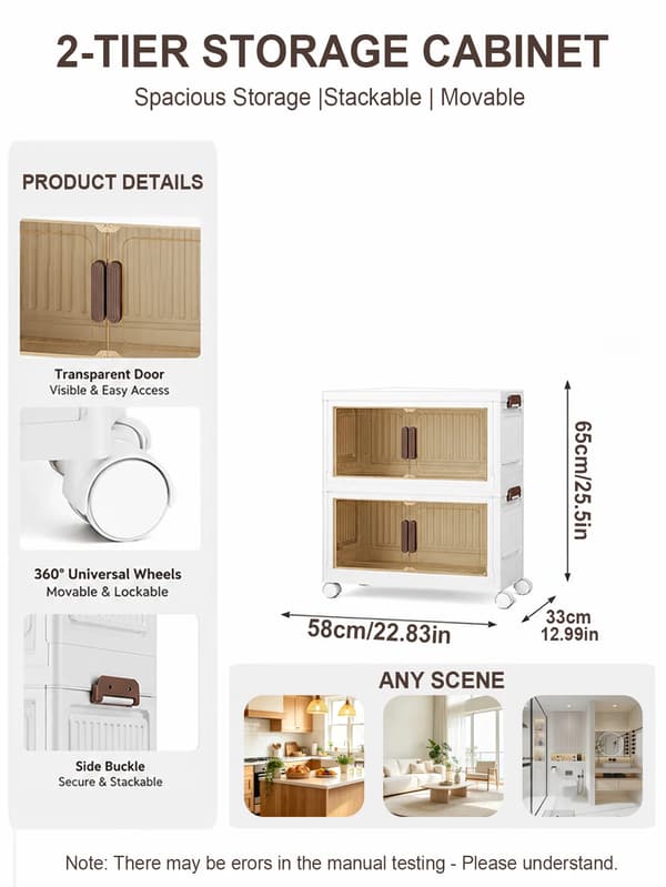 Opbevaringsboks, Foldbart Design, Multifunktionel Organizer,Hvid-58-2Lag