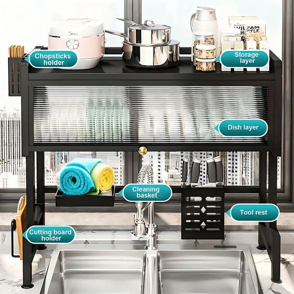 Diskställ, Justerbar Design Över Diskho, Skyddande Lock,XXL, svart