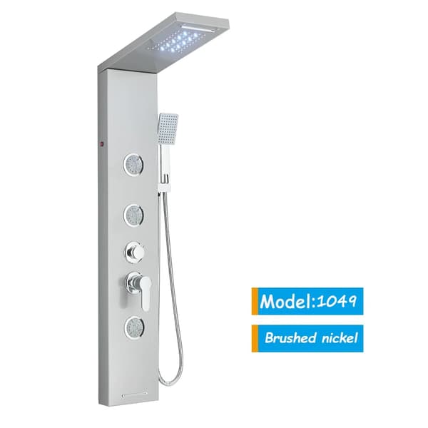 Duschsystem, LED-lampa, massage spray,1049 Nikel