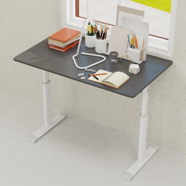 Stående skrivbord, handvevjusterbart, kompakt design,Grå