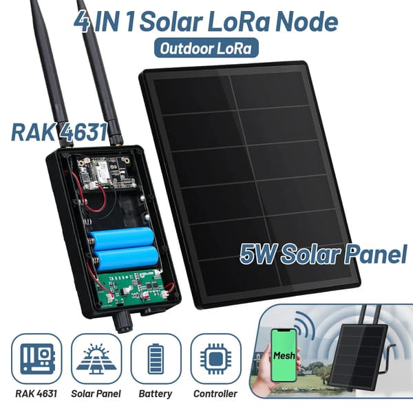 Solnod, 5W Panel, LoRaWAN Kompatibel,868MHz och 2 batterier